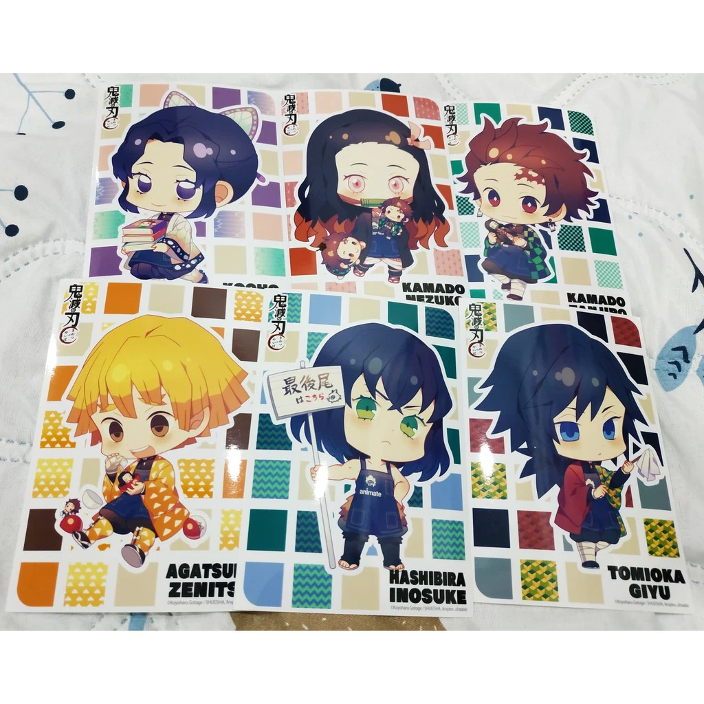 Postcard chibi official Kimetsu no Yaiba Thanh Gươm Diệt Quỷ Tanjiro / Nezuko / Zenitsu / Innosuke / Giyuu / Shinobu