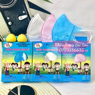 Khẩu Trang 5D KIDS FAMAPRO MÀU TRƠN hộp 10 cái dành cho bé 3 lớp kháng khuẩn Trắng, Xanh, Hồng