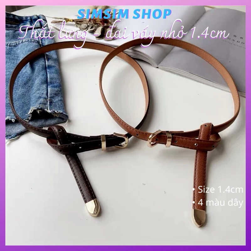 Thắt lưng bản nhỏ 1.4cm Đv005 da đẹp - Đai váy nịt áo blazer sơ mi bản nhỏ phụ kiện váy sim sim shop