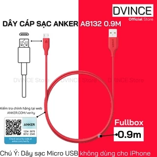 [⚡Chính hãng] Dây sạc ANKER PowerLine Micro USB 0.9m (Màu Đỏ) - Dùng cho máy Android | Dvince Store