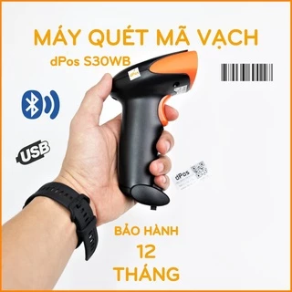 Máy quét mã vạch không dây Bluetooth dPos S30W Scan mã vạch Barcode 1D dành cho shop bán hàng quản lý xuất nhập kho