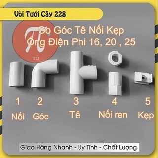 Cút co góc, tê, nối ống tròn luồn dây điện Tiền Phong phi 16, 20, 25