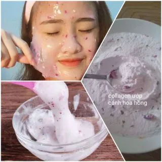 Mặt nạ  collagen cánh  hoa hồng handmade 100g