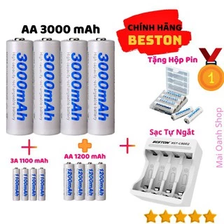 Combo Pin Sạc Và Sạc Pin AA/AAA BESTON Cho Micro Không Dây, Máy Ảnh, Điều Khiển, Đèn Flash, Đồ Chơi Trẻ Em