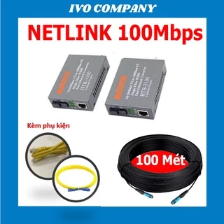 Combo 100m Cáp Quang + Cặp Converter NetLink 100Mbps Kèm Phụ Kiện