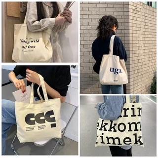 Túi Tote,Túi Vải Canvas Phong Cách Hàn Quốc Đi Học Đi Làm ulzzang Vintage size lớn