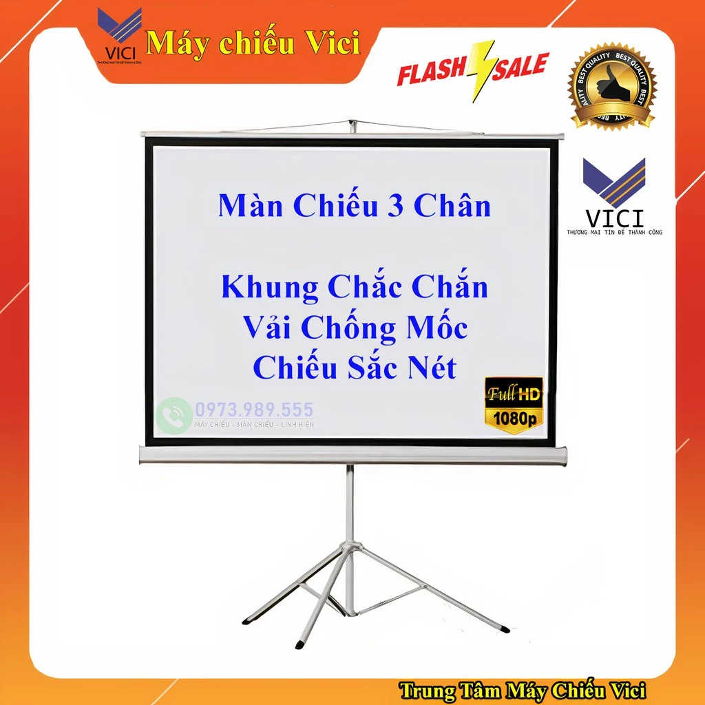 Màn Chiếu 3 Chân Di Động Kích Thước Từ 70 inch - 136 inch (1m25 - 2m44)