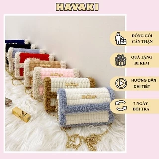 Túi tự đan đeo chéo handmade phối màu DIY thời trang - Phụ kiện đan túi HAVAKI