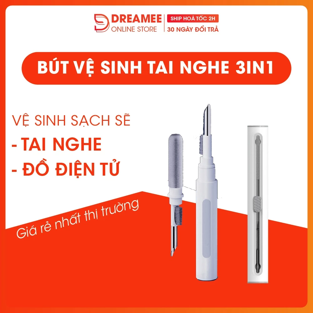 Bút vệ sinh tai nghe bluetooth, vệ sinh bàn phím gọn nhẹ cầm tay 3 in 1 BVS01 Làm sạch được hầu hết các vị trí