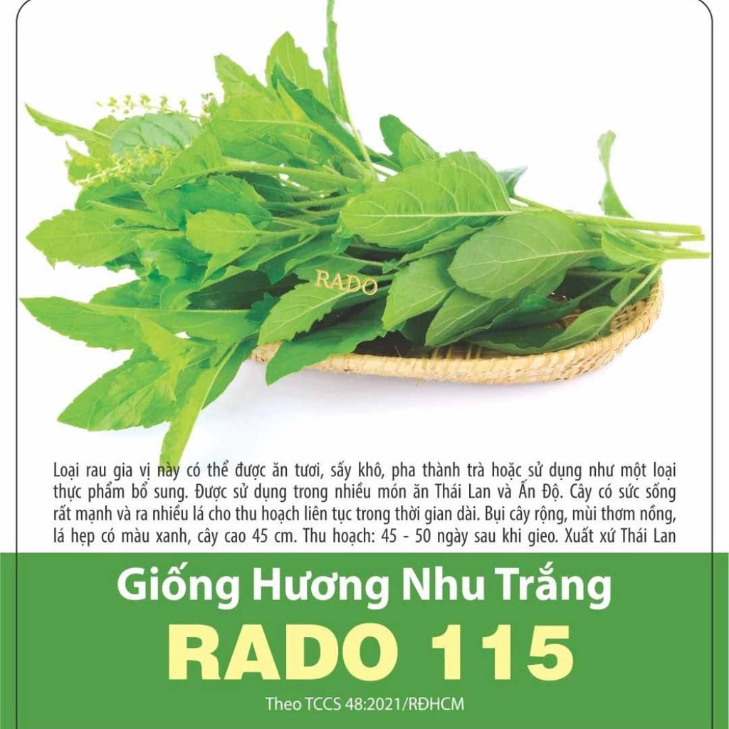 Hạt giống Hương Nhu trắng Rado 115 (1g) Rạng Đông | VTNN Cần Thơ