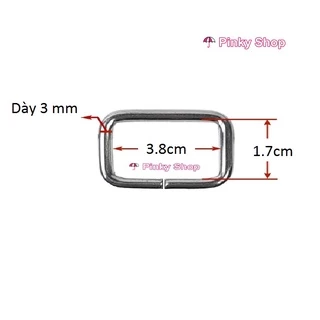 Khoen chữ nhật 4cm màu bạc làm phụ kiện túi xách, balô Pinky Shop mã KCNB4CM