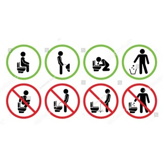 Bộ 4 Sticker hình dán decal Biển báo NHÀ VỆ SINH, dán toilet, dán wc