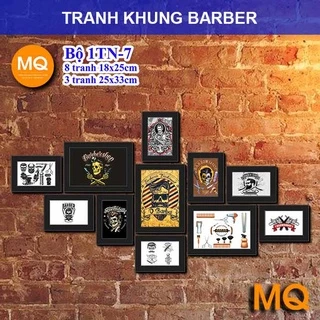 [9 Bộ] Tranh Khung Hiện Đại Trang Trí Tiệm Tóc - Barbershop - Salon Gắn Tường Không Cần Khoan Đục Tường