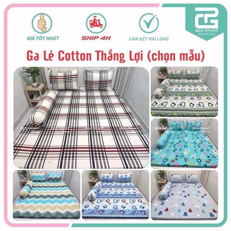 Ga giường lẻ Cotton 100% chuẩn logo (không áo gối, được chọn mẫu)