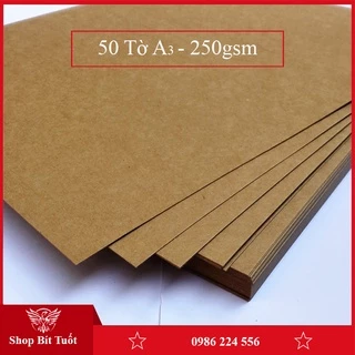 Giấy Kraft A3 bìa cứng 250 gsm làm thiệp handmade hộp quà love book chuẩn Vintage 50 tờ