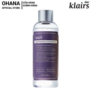 Nước hoa hồng Dear Klairs Supple Preparation Unscented Toner 180ml (Không Mùi Hương)