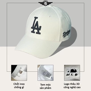 Mũ lưỡi trai LA Dodgers màu trắng logo thêu chỉ đen cá tính dành cho cả nam và nữ full hộp để làm quà tặng