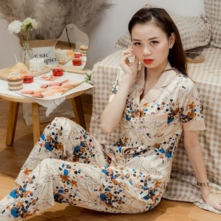 Đồ Bộ Pijama Dài Cộc Nữ VADESI Chất Liệu Lụa La Tin Mát Mềm Thoáng Nhẹ Nhiều Họa Tiết Mặc Nhà Đẹp