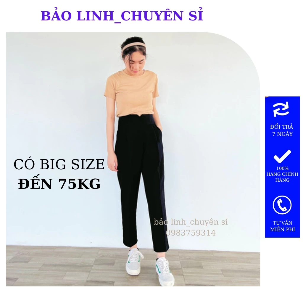 Quần Tây Nữ Học Sinh Bảo Linh Kiểu Quần Baggy Khóa Sườn Cạp Bản To Đi Làm