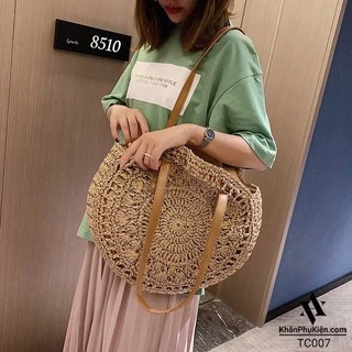 Túi cói boho vintage đi biển đeo vai đeo chéo iLita phong cách Hàn Quốc cho nữ đẹp