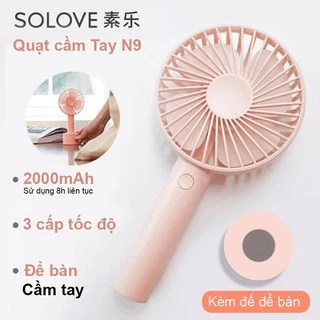 Quạt cầm tay mini SOLOVE N9 Pin sạc 2000 dùng 8h liên tục, kèm đế để bàn. Hàng chính hãng bảo hành 3 tháng