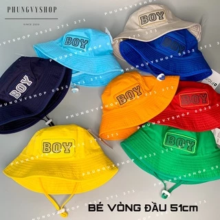 (Bé 2-4 tuổi/ Vòng đầu 51cm) Mũ bucket dễ thương thêu BOY TRƠN- Nón trẻ em