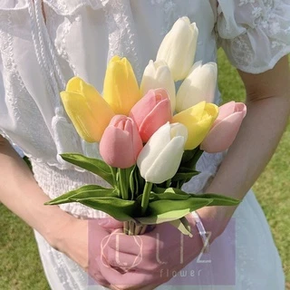 Hoa giả - Hoa tulip PU xốp mềm cao cấp dùng để decor chụp ảnh, bó hoa cưới, hoa cầm tay