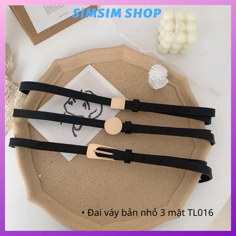 Đai váy bản nhỏ 3 kiểu mặt Sim sim shop TL016 1.3cm - Thắt lưng váy nữ bản nhỏ đai nịt quần váy áo vest sơ mi