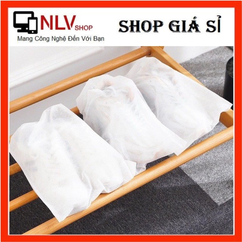 Combo 10 túi giày dép, quần áo dây rút màu trắng, túi Size to đựng vừa 1 đôi giày, túi giày tiện lợi(NLVshop)