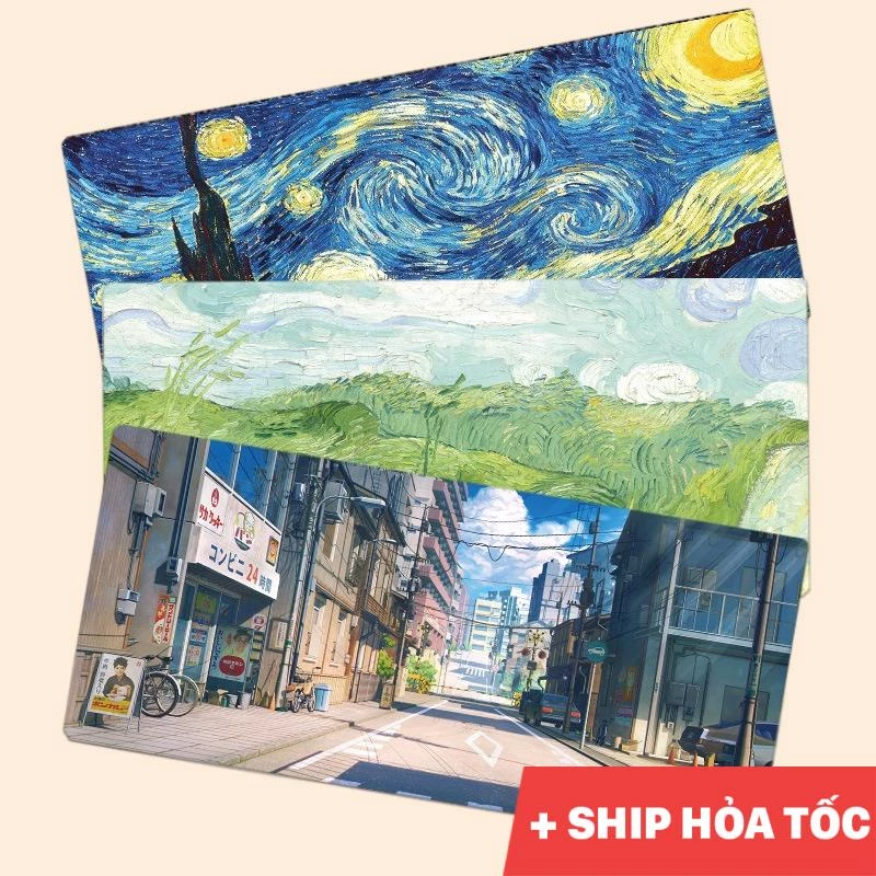 Lót chuột cỡ lớn tranh Van Gogh, tranh sơn dầu phong cảnh nghệ thuật sáng tạo lót chuột gaming