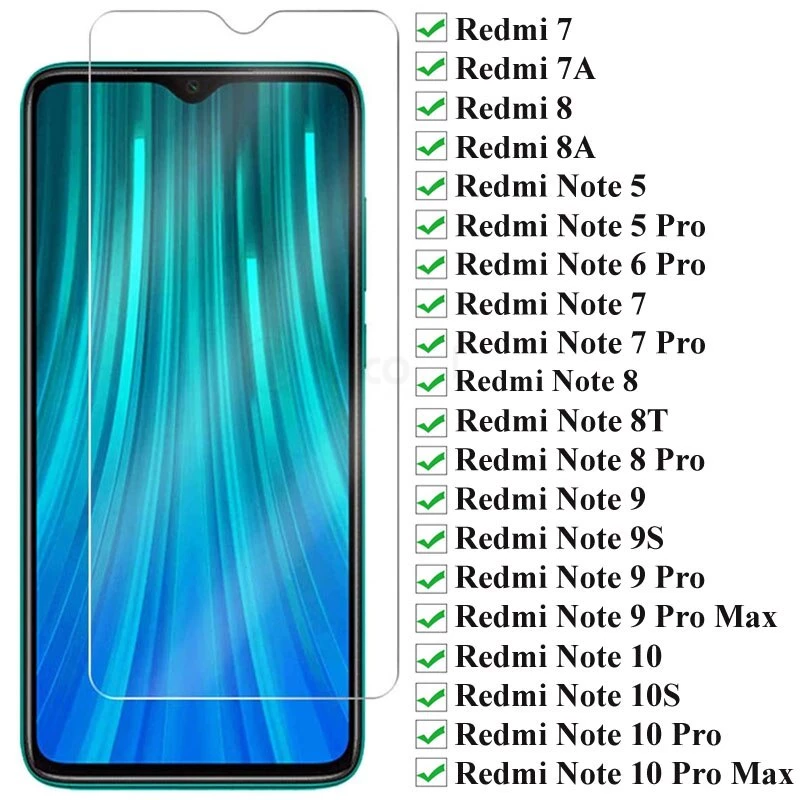 Kính cường lực 9h bảo vệ màn hình cho Xiaomi Redmi Note 10 9 8 7 Pro 9s 9t 8t 7