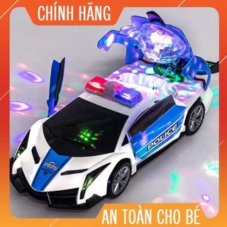 Đồ chơi mô hình xe ô tô cảnh sát biến hình, xoay 360, có đèn, có nhạc loại xịn cho bé, cho trẻ em