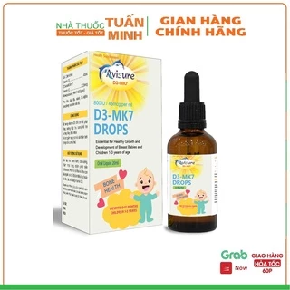 Avisure D3 - MK7 Drops - bổ sung vitamin D3 và K2 giúp tăng cường hấp thu canxi, hỗ trợ xương răng chắc khỏe