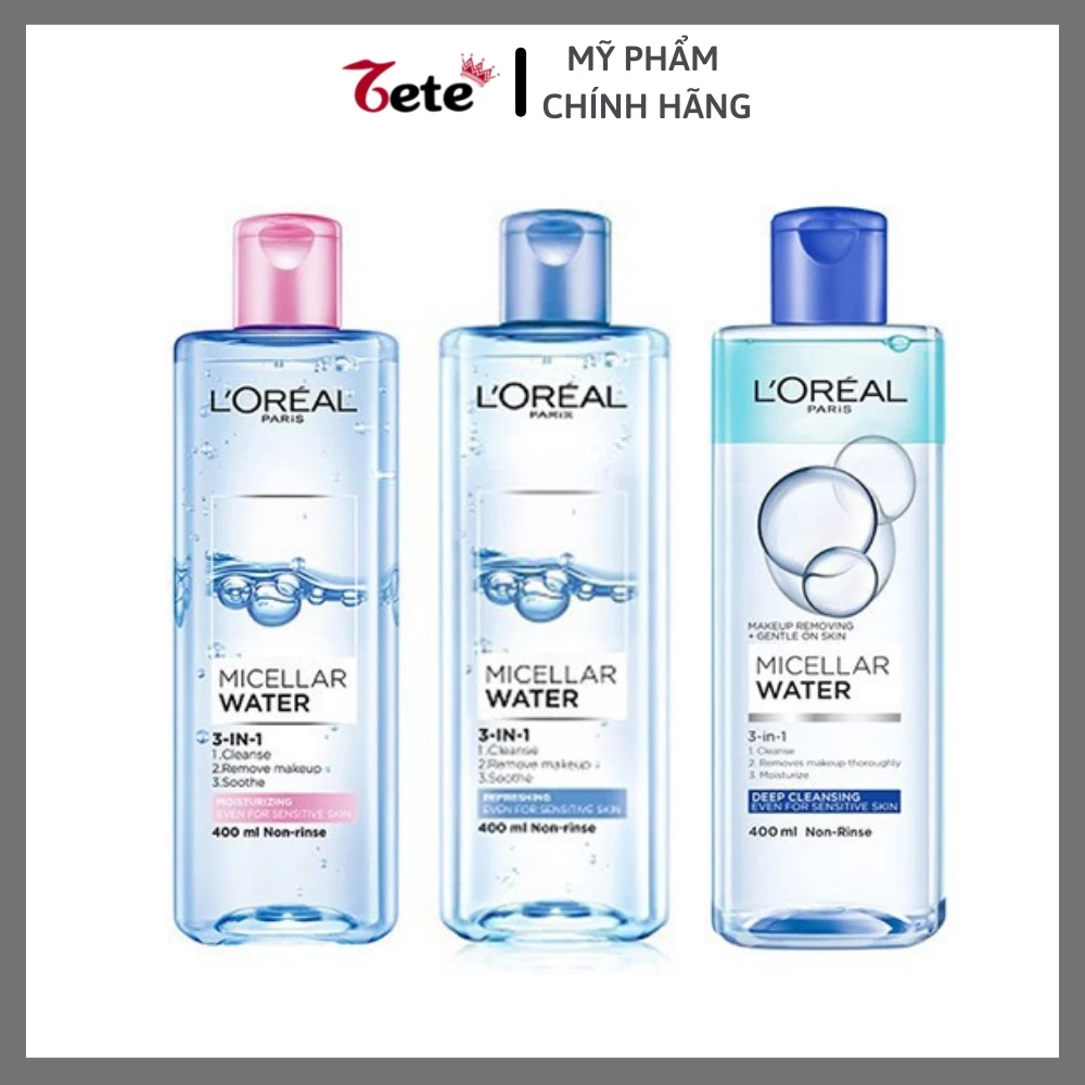 Nước Tẩy Trang L'Oreal Micellar Water 3 in 1 400ml, Tẩy Trang làm Sạch Da L'Oreal 400ml