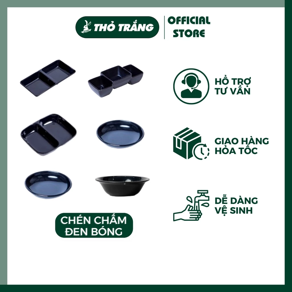 Chén Chấm đen bóng nhựa melamine cao cấp Fataco đa dạng mẫu mã