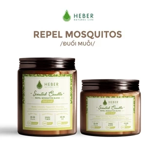 Nến Thơm Đuổi Muỗi Repel Mosquitos Scented Candle Heber Natural Life Thiên Nhiên Cao Cấp, 100g & 220g