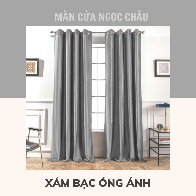 Rèm Cửa XÁM BẠC chống nắng cao cấp, Rèm ngăn lạnh, rủ sóng đẹp, vải treo tường trang trí - MÀN CỬA NGỌC CHÂU