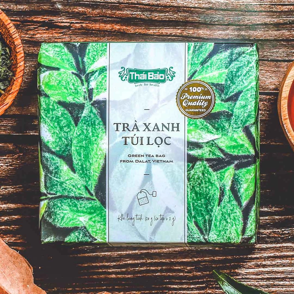 Trà xanh túi lọc Langfarm x Thái Bảo - Thảo mộc cho sức khoẻ, thơm dịu vị thiên nhiên, sản xuất tại Đà Lạt