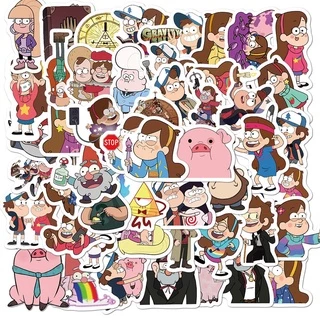 Y&P| Hình Dán Chống Nước Gravity Falls Phim Hoạt Hình Mũ Bảo Hiểm Máy Tính Xách Tay Hành Lý Dán Thiết Lập, 50 tờ