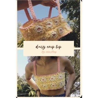 [Sale sốc chuyển kho] Daisy Croptop Áo len đan hoa cúc