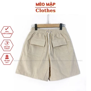 Quần short nhung tăm lưng chun có dây rút bigsize nam nữ unisex