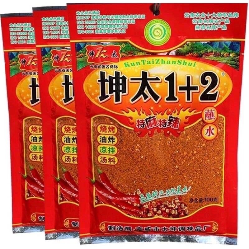 Bột Ớt 1+2 trung quốc siêu thơm siêu cay sẵn gói 40Gr và 100Gr