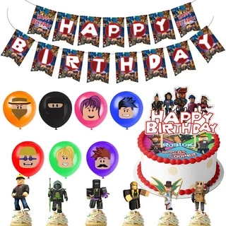 Roblox Theme Party Decoration Kids Boys Birthday Party Supplies Decor Costume Banner Balloon Cake Topper