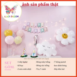 Set trang trí sinh nhật đơn giản cho bé tone pastel hàn quốc