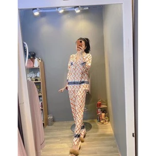 PIJAMA DÀI HOẠ TIẾT CAM CAO CẤP