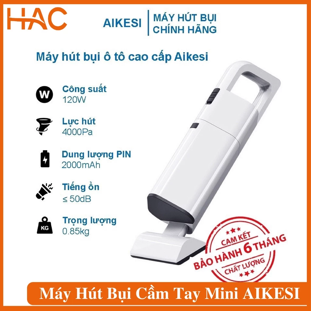 Máy hút bụi không dây cầm tay mini Aikesi, hút bụi xe hơi, giường nệm, chăn ga hiệu quả gọn gàng