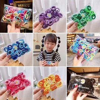 Set 50 Dây Buộc Tóc Co Giãn Nhiều Màu Đáng Yêu Cho Bé Gái