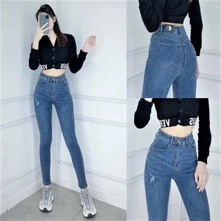 Quần Jeans Skinny Lưng Cao Rách Nhẹ QJ363