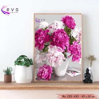 Tranh Số Hóa Keva Tự Tô Màu Theo Số Mẫu Hoa Mẫu Đơn - LRS430 Kèm Màu Acrylic Kích Thước 40x50cm