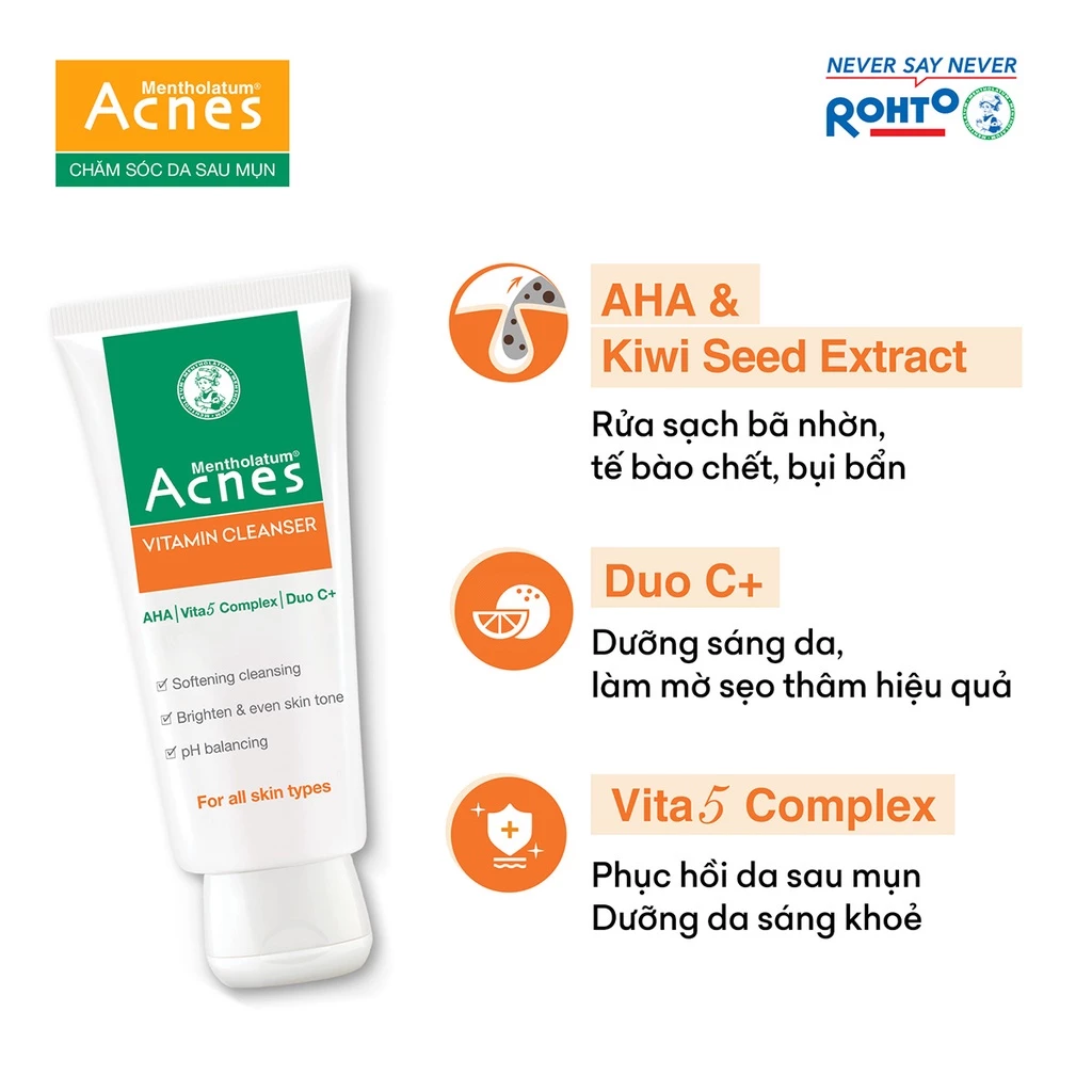 Kem Rửa Mặt Vitamin Acnes Cleanser 100g- Công Thức Cải Tiến, Bao Bì Mới